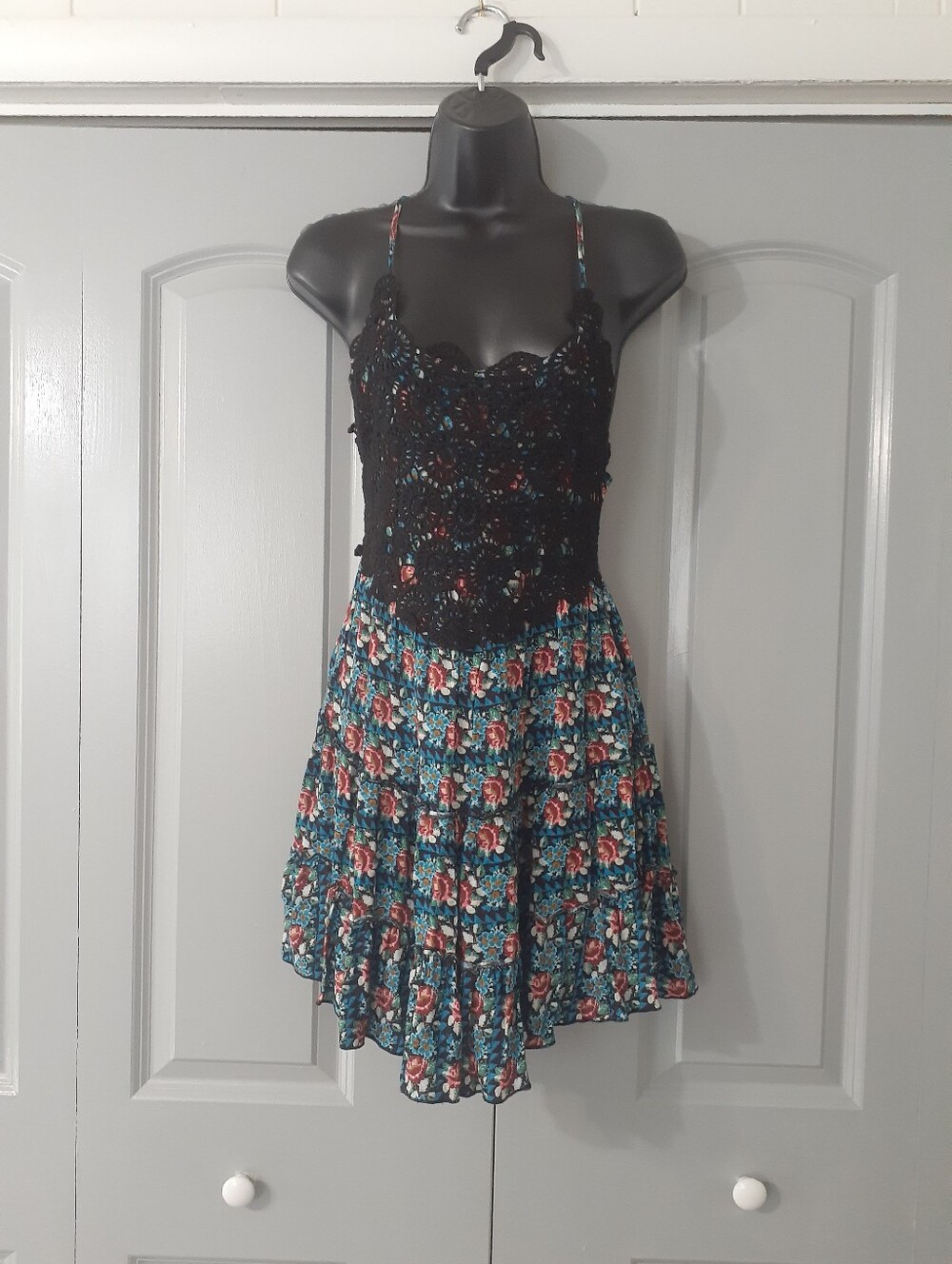 Sea Gypsies By Lost Black and Blue Crochet Mini Sundress